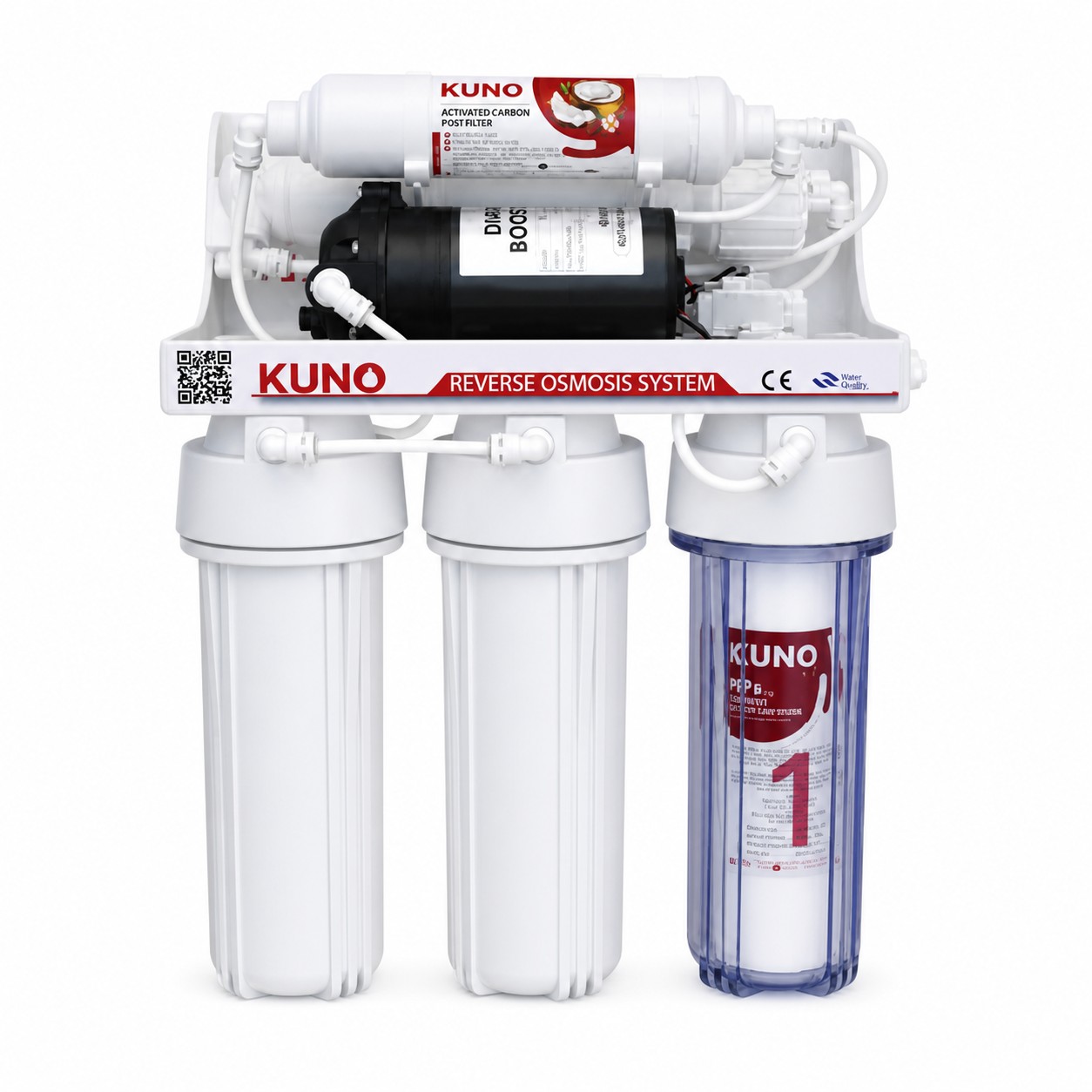 KUNO Reverse Osmosis (RO) Su Filtri – 6 Mərhələli Sistem + 3.2G Su Çəni ilə Komplekt