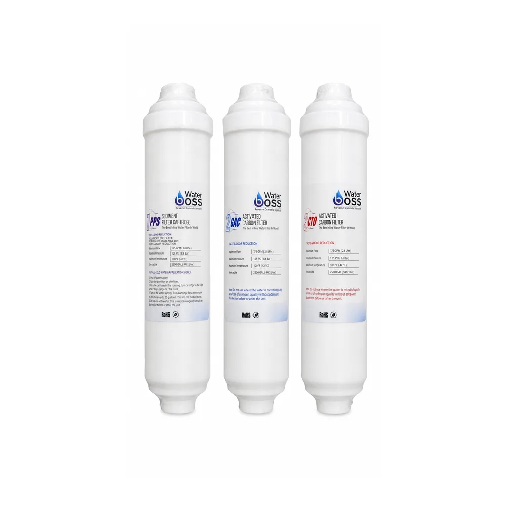 WaterBoos Inline Filtr Seti (PP + GAC + CTO) – Su filtri, filtirlər, filtir, 3 mərhələli su təmizləyici sistem